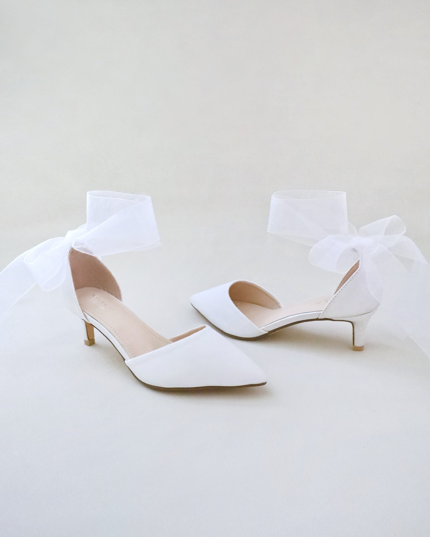 Satin Pointy Toe Low Heels Wedding Shoes, Wedding Heel, Bridal Shoes ...
