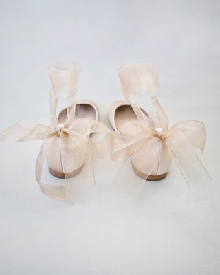 Satin Round Toe Evening Flat with Wrapped Ribbon TieWomen Shoes