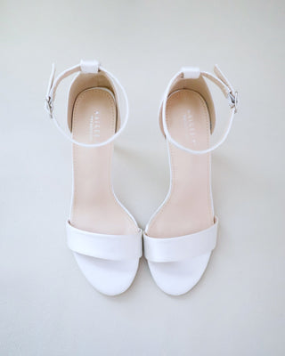 white satin high heel wedding sandals