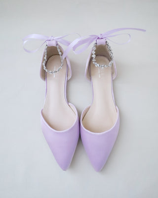 Lavender Bridesmaids Satin Flats