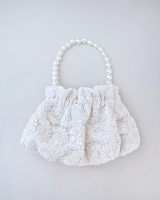 ivory crochet lace flower girl pouch