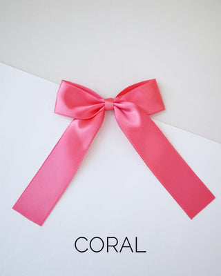 coral satin long tail hair clip