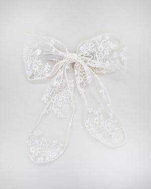 Floral Lace Bridal Hair Bow Barrette
