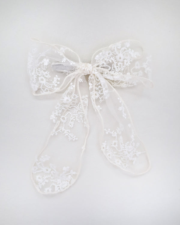 Floral Lace Bridal Hair Bow Barrette