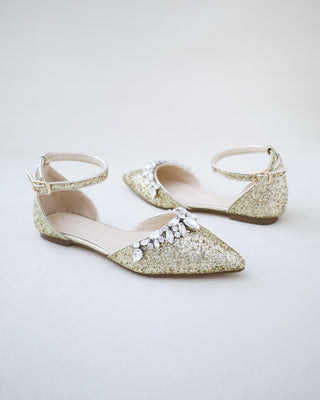 Gold Glitter Bridesmaids Flats