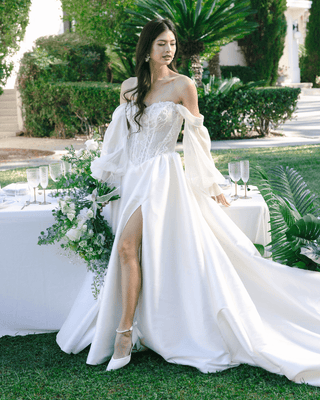 Satin Block Heel Wedding Shoes with All Pearl Ankle Strap