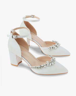 Marquise Rhinestone Block Heel Wedding Shoes