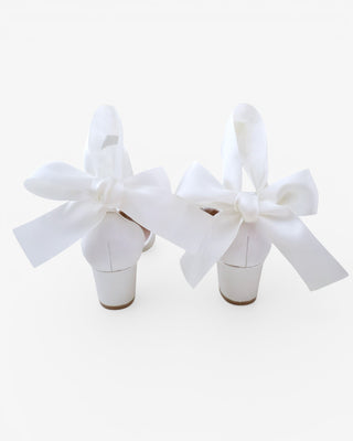 Girls Satin Block Heel with Wrapped Ankle Tie