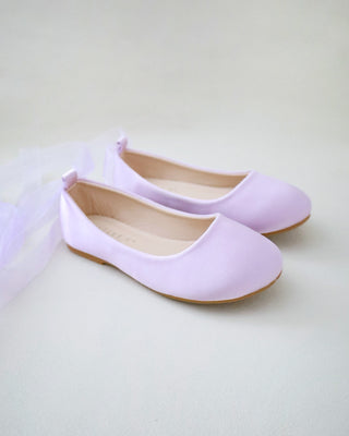 Satin Ballet Flats with Ankle Tie or Ballerina Lace UpKids Shoes