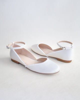 Bridal Round Toe Flat with Mini Pearls