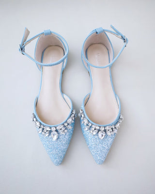 Light Blue Glitter Bridesmaids Flats