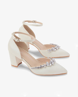 Marquise Rhinestone Block Heel Wedding Shoes