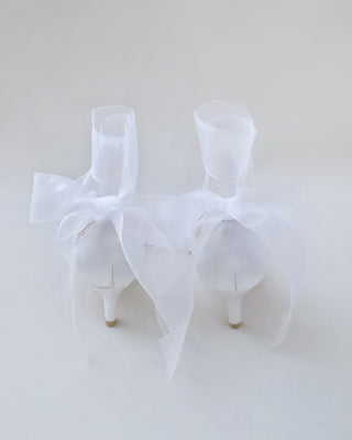 Crochet Lace Pointy Toe Wedding Low Heels with Wrapped Ankle Tie