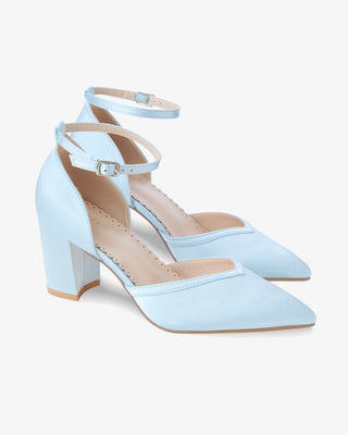 light blue block heels wedding shoes