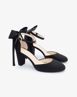 Satin Block Heel with Satin Back Bow