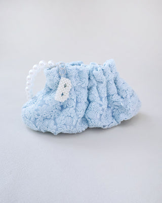 Cleo Pearl Lace Mini Pouch with Pearl InitialClutch