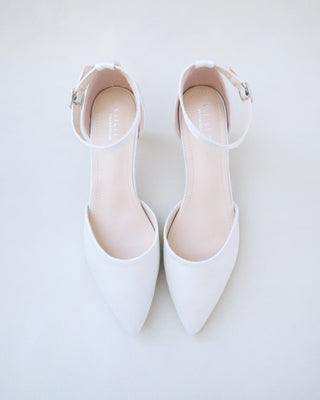 ivory satin bridal low heels shoes
