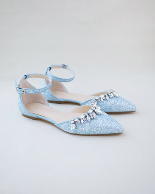 Light Blue Glitter Bridesmaids Flats
