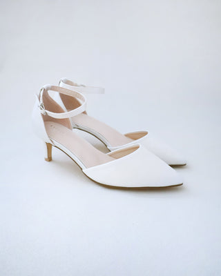 ivory satin bridal low heels shoes