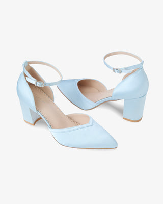 light blue block heels wedding shoes