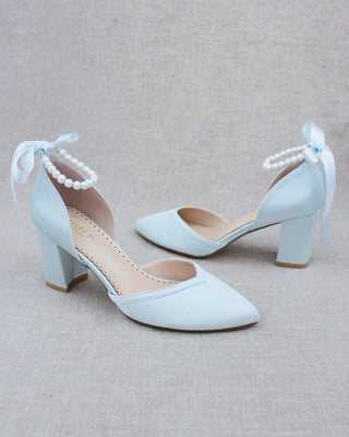 light blue pearl wedding shoes