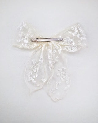 Floral Lace Bridal Hair Bow Barrette