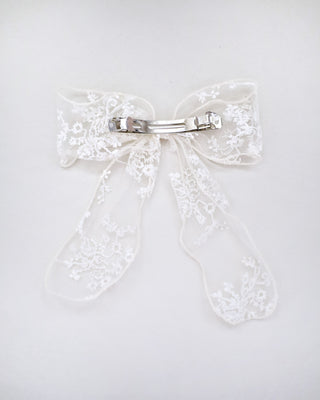 Floral Lace Bridal Hair Bow Barrette