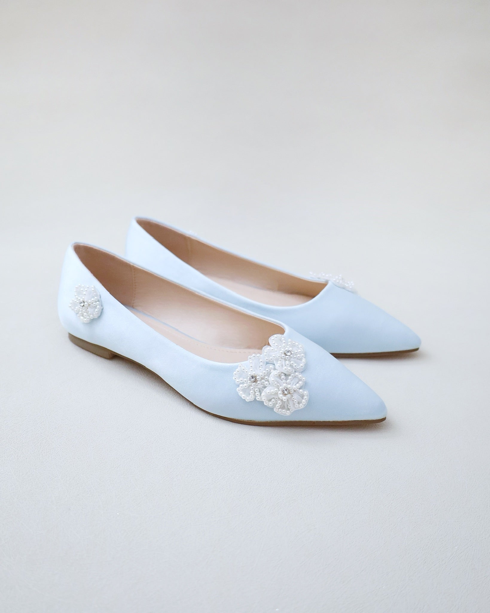 Wedding Flats with All Pearls Chassia Flowers, Bridal Shoes