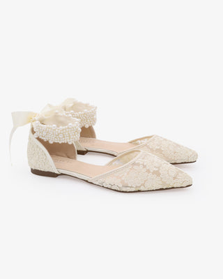 Crochet Lace Pointy Toe with Perla Ankle StrapWomen Shoes