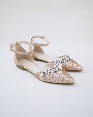 Rose Gold Glitter Bridesmaids Flats