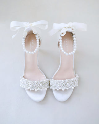 ivory pearls wedding high heel