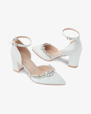 Marquise Rhinestone Block Heel Wedding Shoes