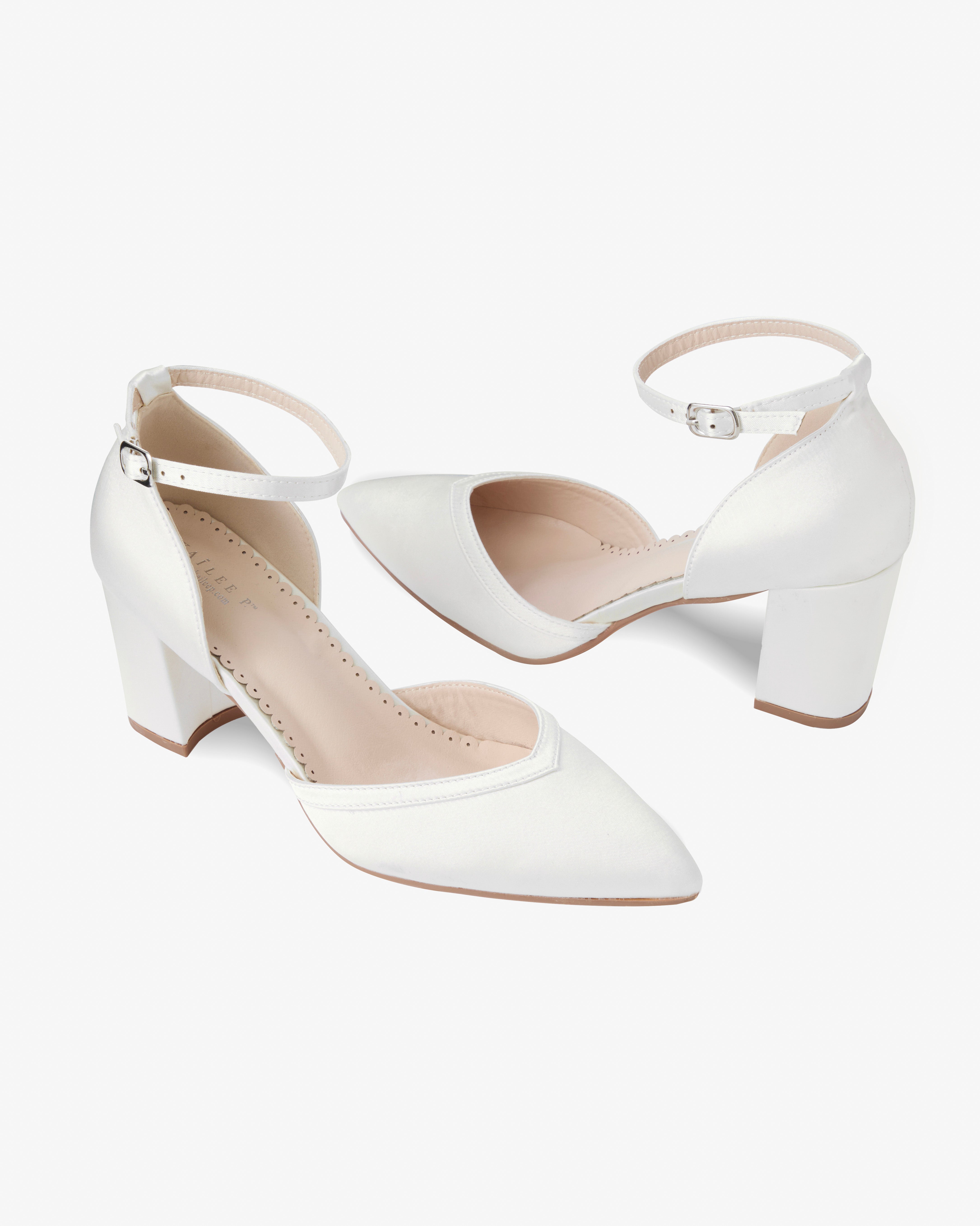 Ivory Satin Block Heels Wedding Shoes, Bridal Shoes, Something Blue 6 Ivory Satin Block Heels Wedding Shoes, Bridal Shoes, Something Blue 6