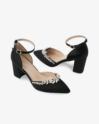 Marquise Rhinestone Block Heel Evening Shoes