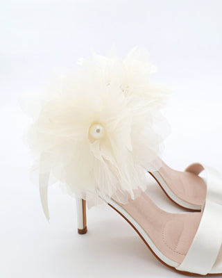 Satin High Heel Wedding Sandals with Ophelia Flowers