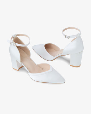 Satin Block Heels Wedding Shoes