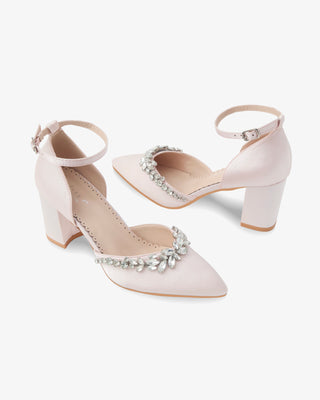 Marquise Rhinestone Block Heel Evening Shoes