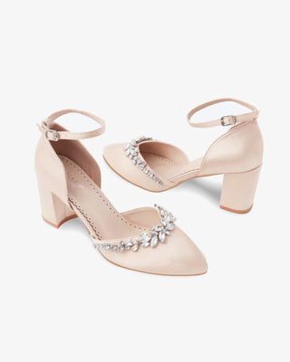 Marquise Rhinestone Block Heel Evening Shoes