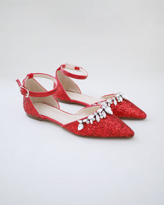 Red Glitter Bridesmaids Flats