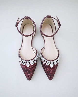 Burgundy Glitter Bridesmaids Flats