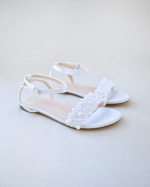 Satin Wedding Flat Sandal with Perla Applique