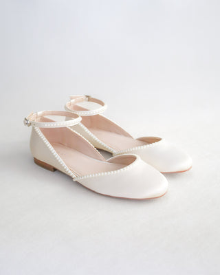 Bridal Round Toe Flat with Mini Pearls