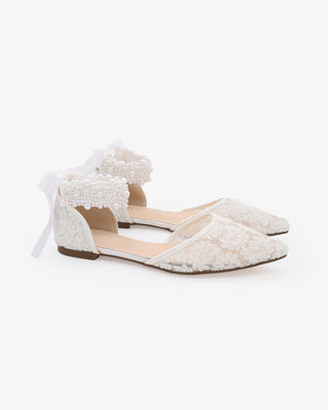 Crochet Lace Pointy Toe with Perla Ankle Strap