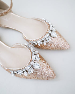 Rose Gold Glitter Bridesmaids Flats