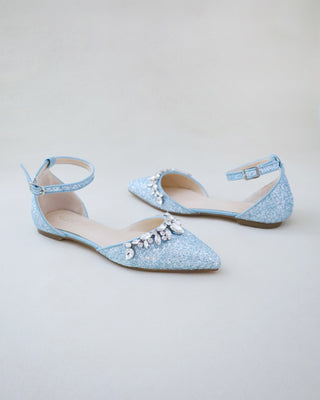 Light Blue Glitter Bridesmaids Flats