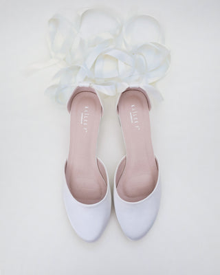 Round Toe Satin Block Heel with Ballerina Lace Up