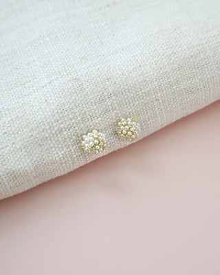 pearl cluster stud gold earring