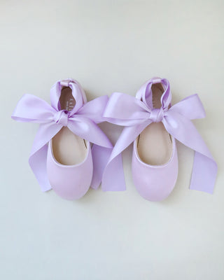 Satin Ballet Flats with Ankle Tie or Ballerina Lace Up