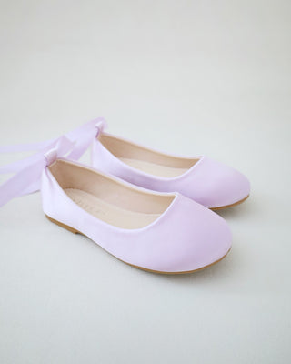 Satin Ballet Flats with Ankle Tie or Ballerina Lace UpKids Shoes