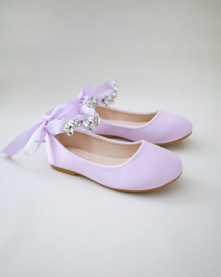 lavender purple satin girls ballet flats